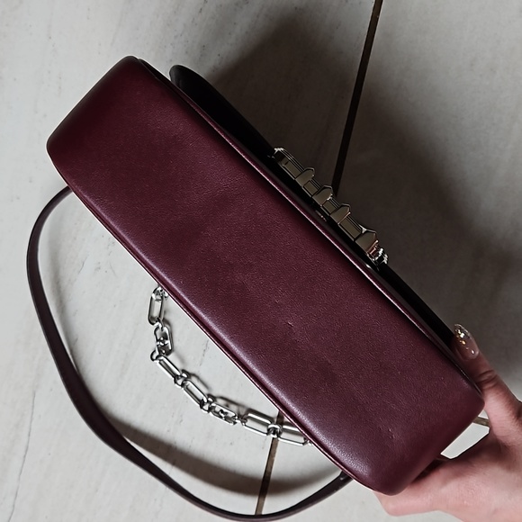 NWT $498 Michael Kors Parker Convertible Pochette Merlot Leather  Silver Logo - Picture 5 of 11